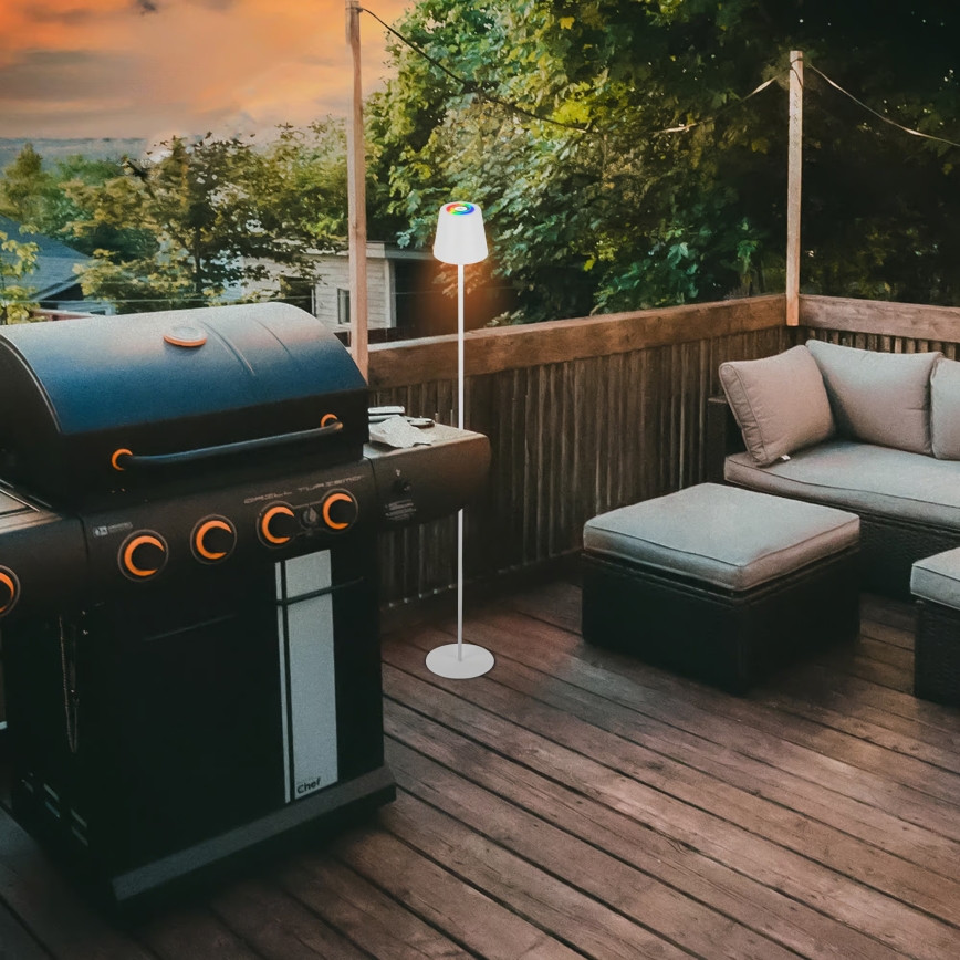 Briloner 1507016 - LED dimbar golvlampa KIKI LED/4,3W/5V IP44 2600 mAh vit