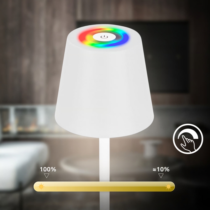 Briloner 1507016 - LED dimbar golvlampa KIKI LED/4,3W/5V IP44 2600 mAh vit