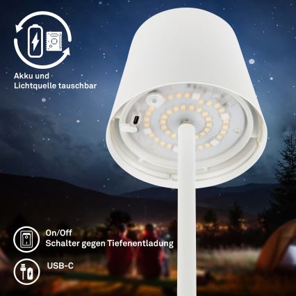 Briloner 1507016 - LED dimbar golvlampa KIKI LED/4,3W/5V IP44 2600 mAh vit
