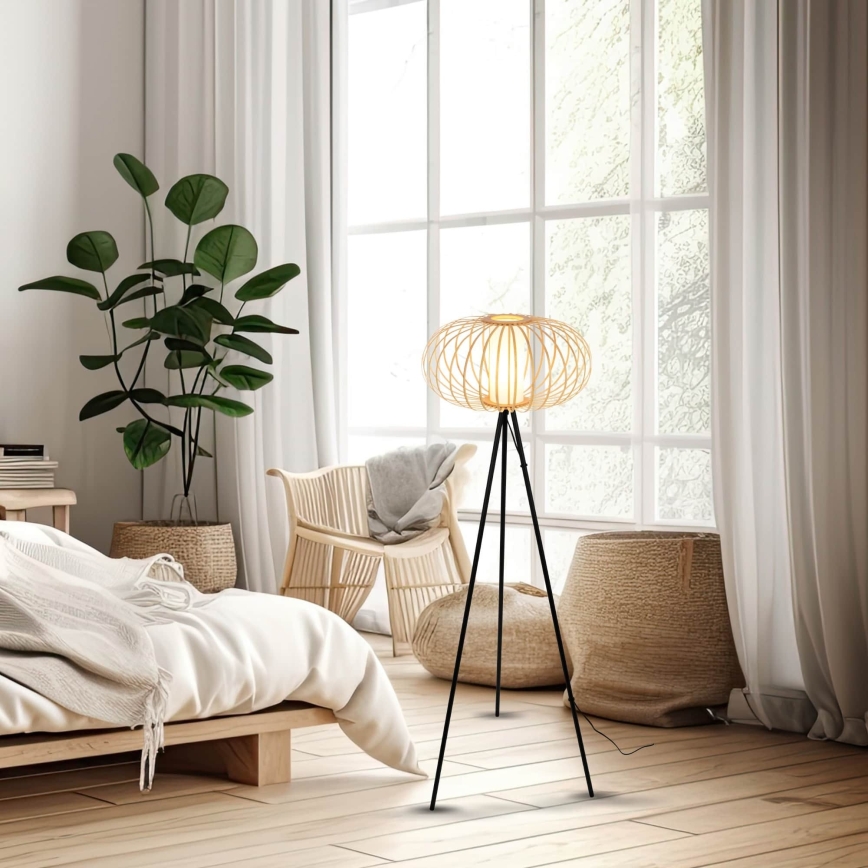 Briloner 1759011 - Golvlampa 1xE27/10W/230V bambu/svart