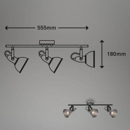 Briloner 2049-034 - Spotlight RETRO 3xE14/40W/230V grå