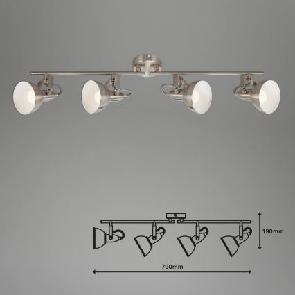 Briloner 2049-042 - Takspot 4xE14/40W/230V, silverfärgad