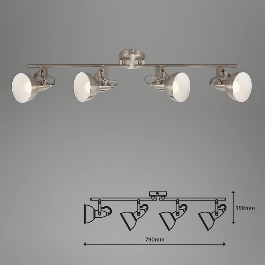 Briloner 2049-042 - Takspot 4xE14/40W/230V, silverfärgad