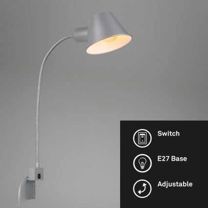 Briloner 2079-014 - Vägg flexible lampa 1xE27/10W/230V silver