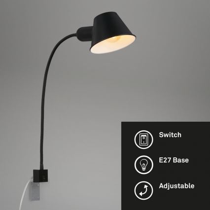 Briloner 2079-015 - Vägg flexible lampa 1xE27/10W/230V svart