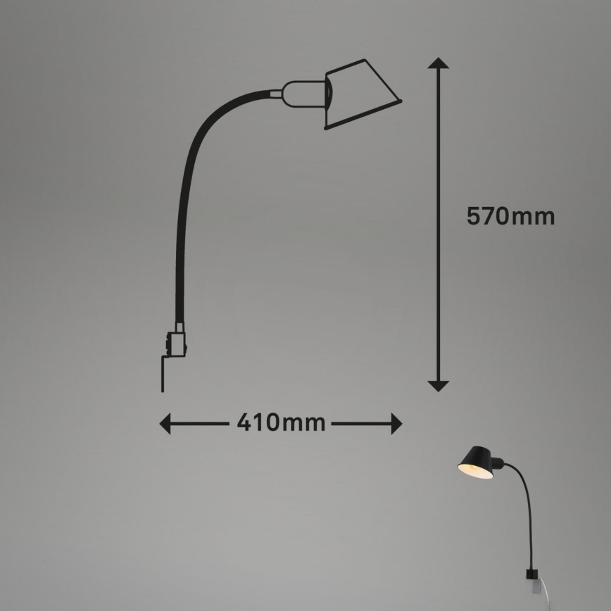 Briloner 2079-015 - Vägg flexible lampa 1xE27/10W/230V svart