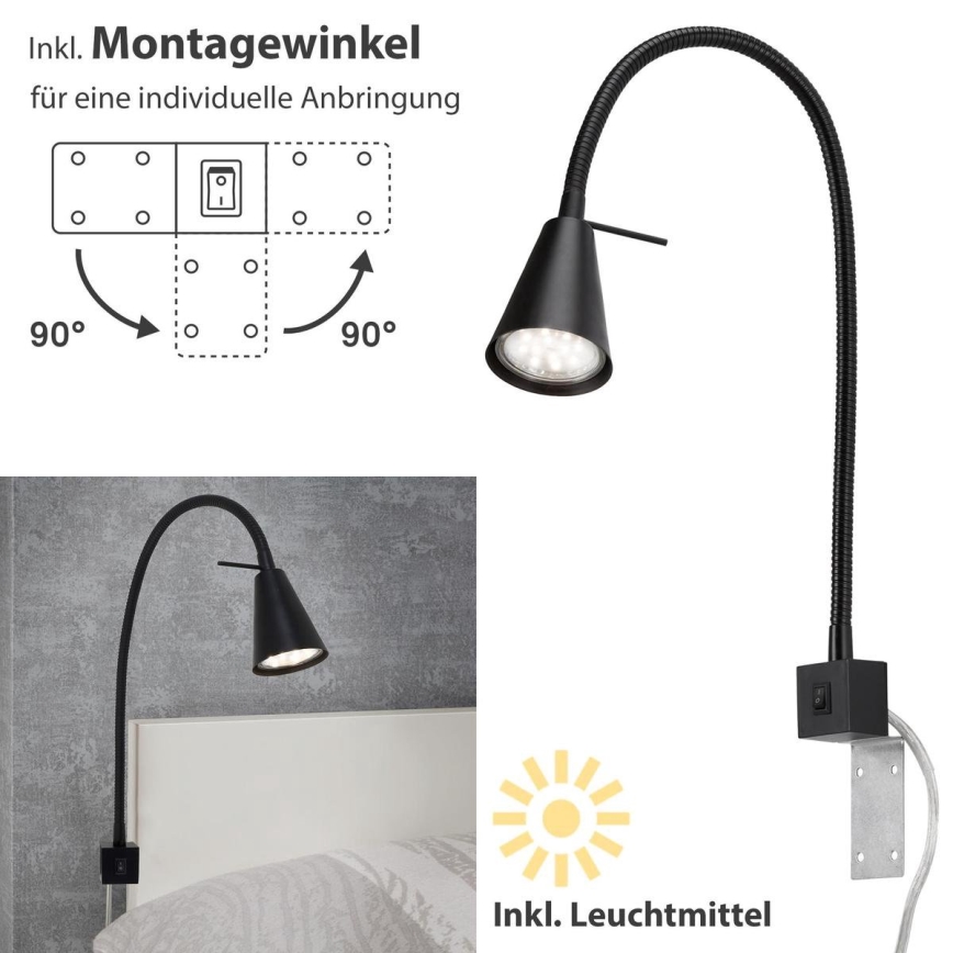 Briloner 2080-015 - LED vägglampa COMFORT LIGHT 1xGU10/5W/230V svart