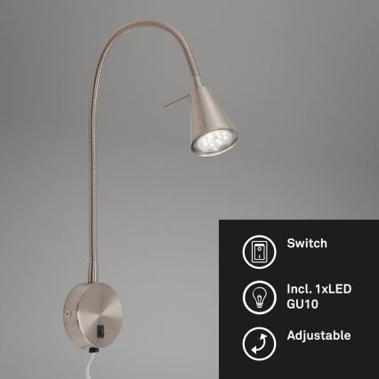Briloner 2082-012 - LED flexibel vägglampa COMFORT LIGHT 1xGU10/5W/230V matt krom