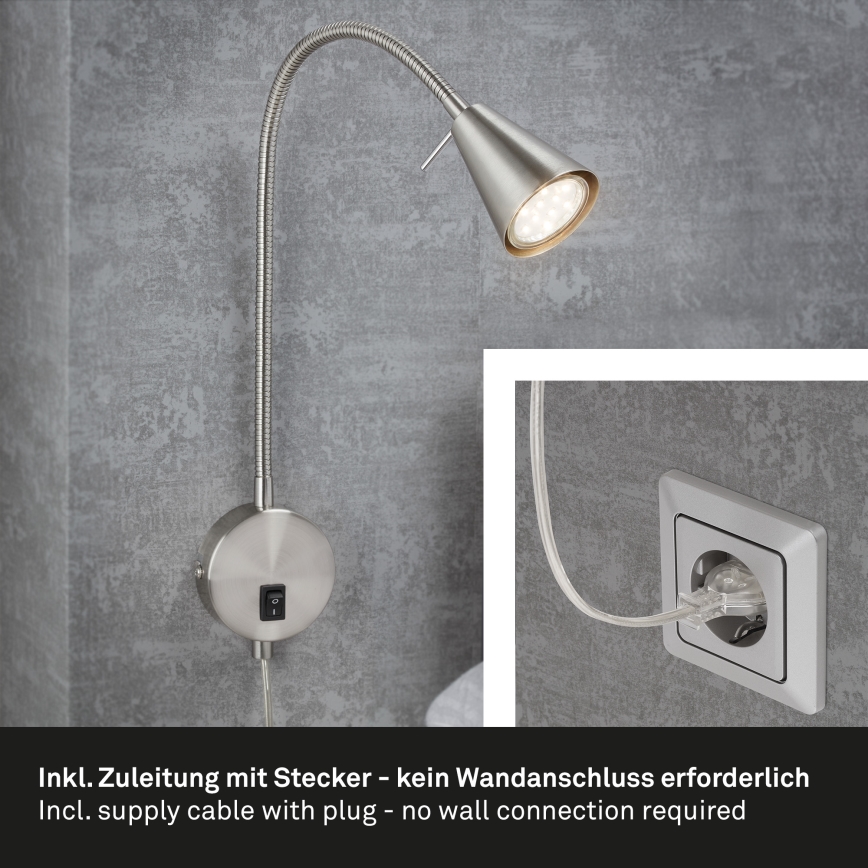 Briloner 2082-012 - LED flexibel vägglampa COMFORT LIGHT 1xGU10/5W/230V matt krom
