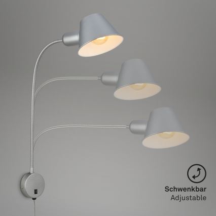 Briloner 2089-014 - Flexibel vägglampa BRELLO 1xE27/10W/230V mattkrom