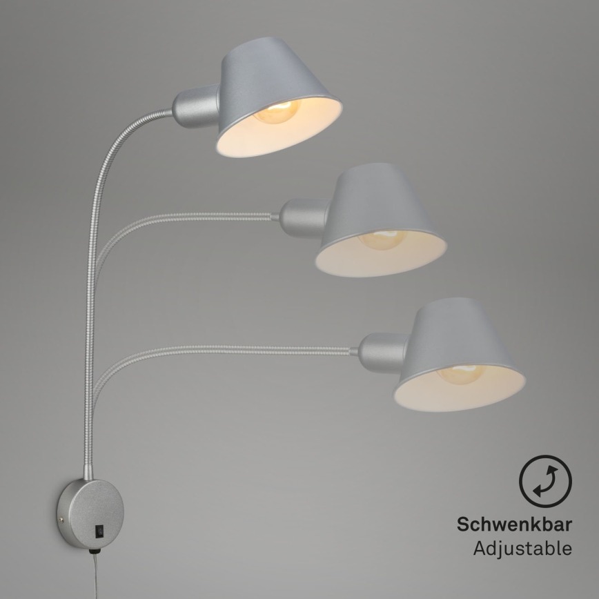 Briloner 2089-014 - Flexibel vägglampa BRELLO 1xE27/10W/230V mattkrom
