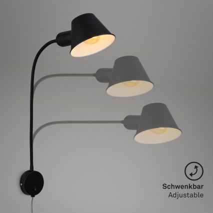 Briloner 2089-015 - Flexibel vägglampa BRELLO 1xE27/10W/230V svart