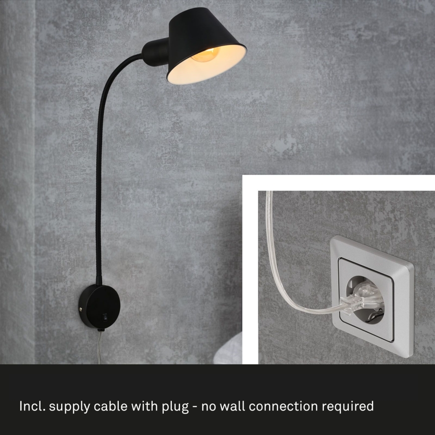 Briloner 2089-015 - Flexibel vägglampa BRELLO 1xE27/10W/230V svart