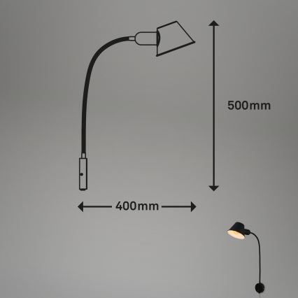 Briloner 2089-015 - Flexibel vägglampa BRELLO 1xE27/10W/230V svart