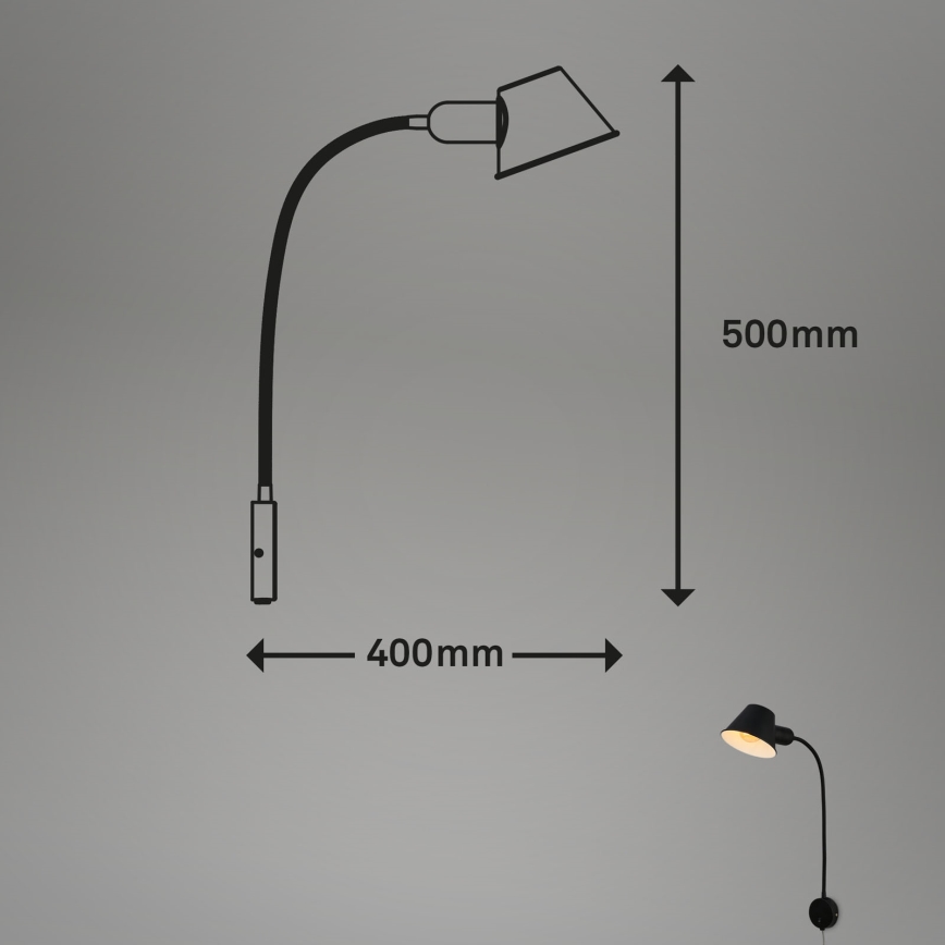 Briloner 2089-015 - Flexibel vägglampa BRELLO 1xE27/10W/230V svart