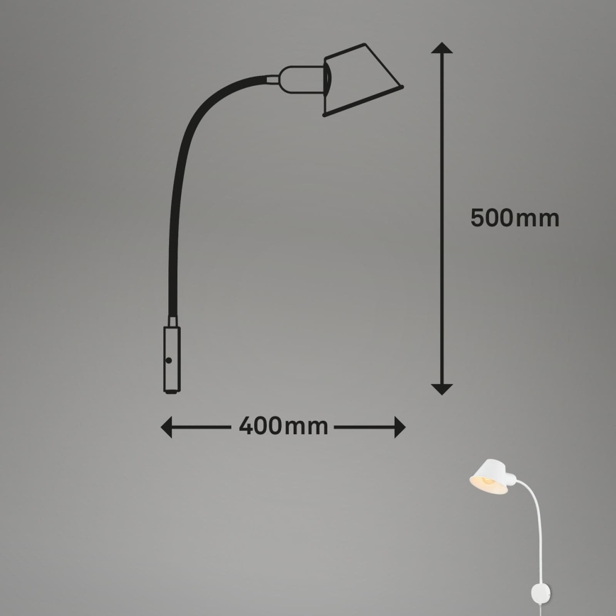 Briloner 2089-016 - Flexibel vägglampa BRELLO 1xE27/10W/230V vit