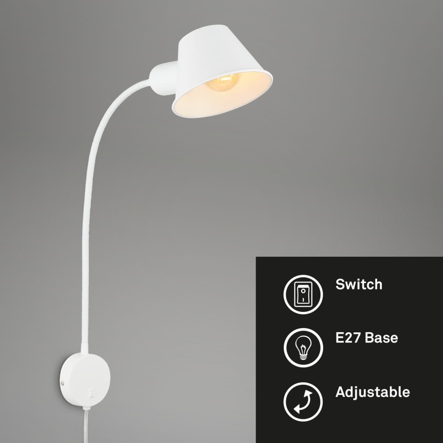 Briloner 2089-016 - Vägglampa 1xE27/10W/230V vit