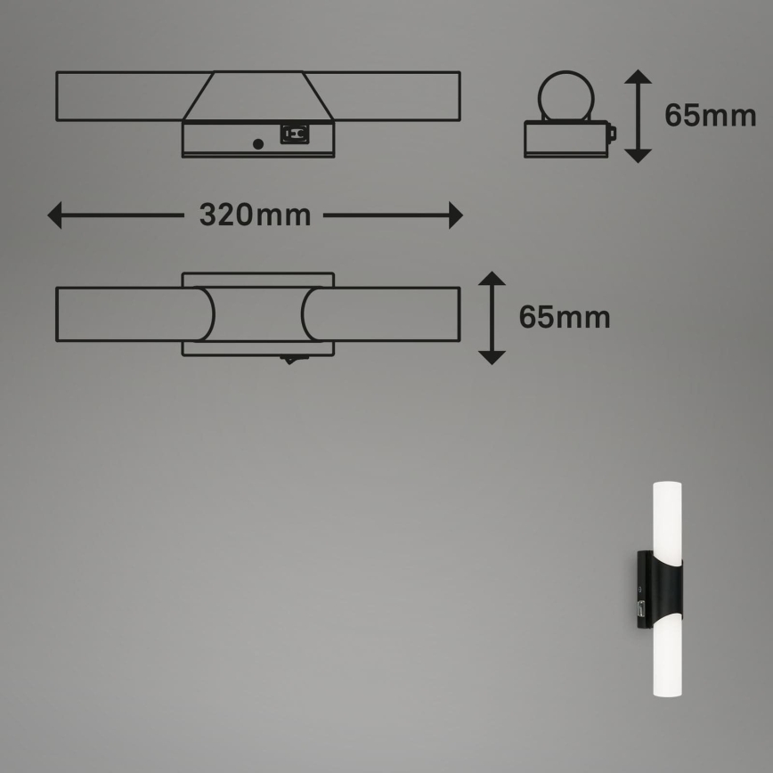 Briloner 2111-015 - LED-spegelbelysning för badrum LED/6,5W/230V 32 cm svart