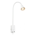 Briloner 2175-016 - Flexibel vägglampa med USB-port 1xGU10/10W/230V vit