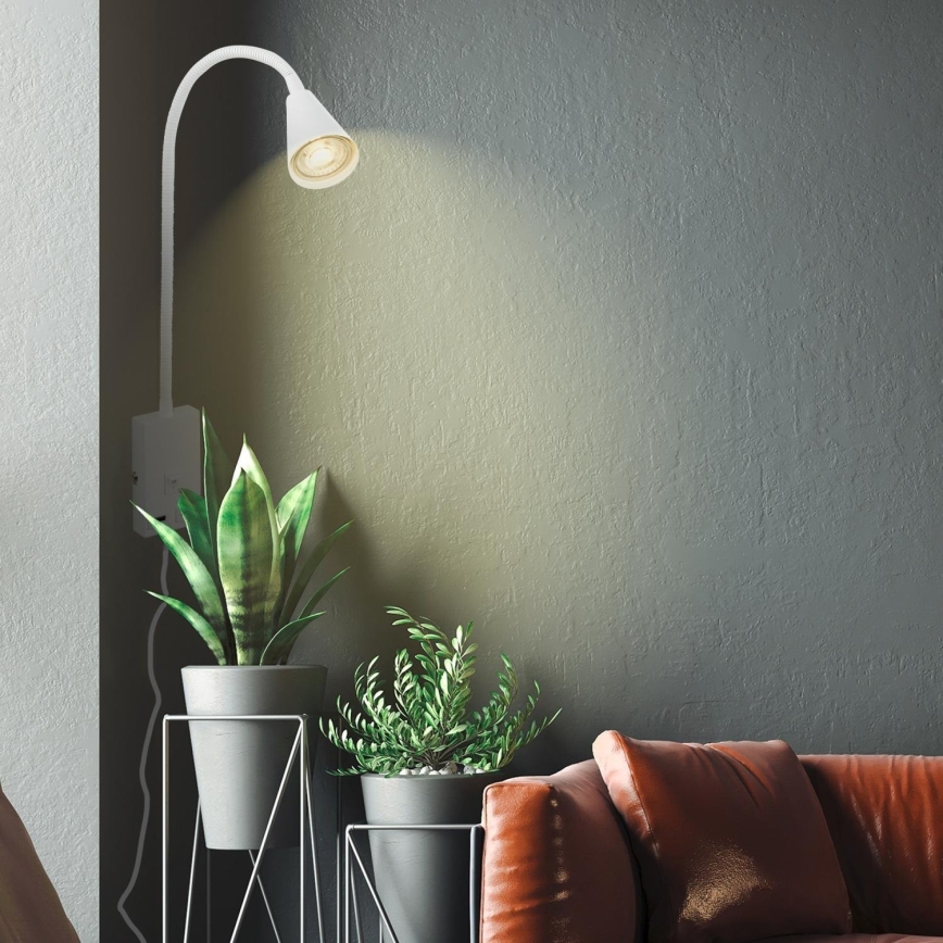 Briloner 2175-016 - Flexibel vägglampa med USB-port 1xGU10/10W/230V vit