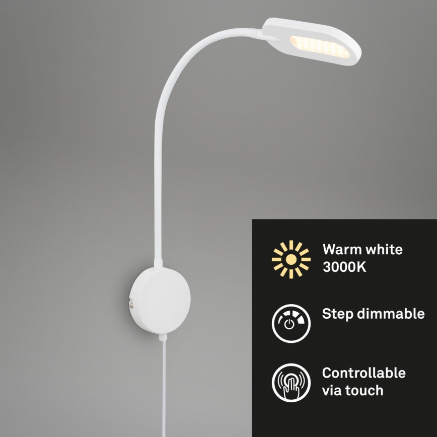 Briloner 2177016 - LED Ljusreglerad vägg flexibel lampa LED/6W/230V vit