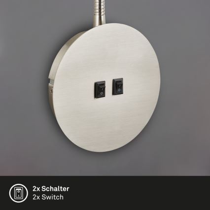 Briloner 2178012 - LED Flexibel vägglampa 1xE14/10W/230V + LED/3W matt krom