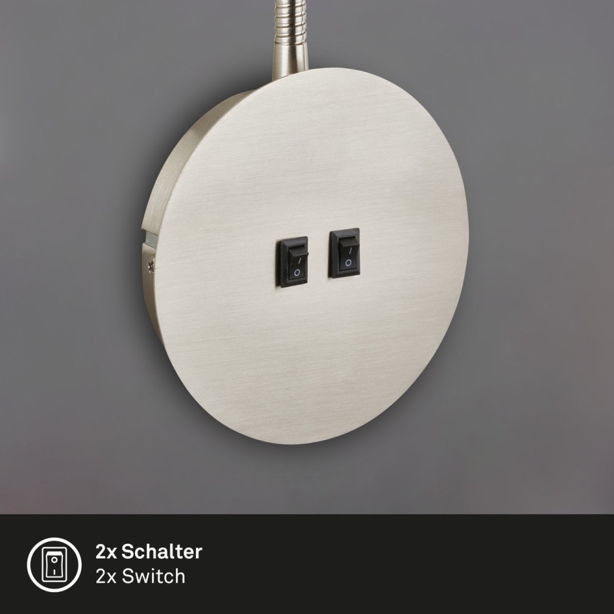 Briloner 2178012 - LED Flexibel vägglampa 1xE14/10W/230V + LED/3W matt krom