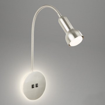 Briloner 2178012 - LED Flexibel vägglampa 1xE14/10W/230V + LED/3W matt krom