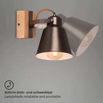 Briloner 2406-014 - Väggspotlight RETRO 1xE27/40W/230V brun
