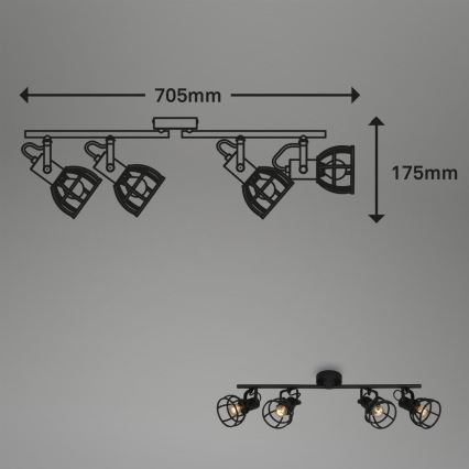 Briloner 2669-045 - Spotlight RETRO 4xE14/25W/230V