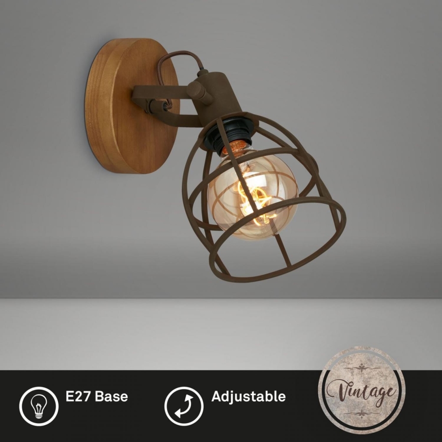 Briloner 2670-014 - Väggspotlight RETRO 1xE27/25W/230V brun