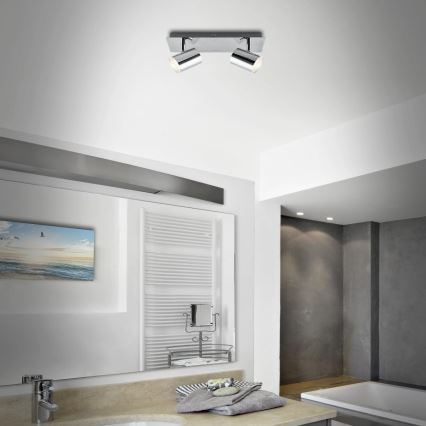 Briloner 2731-028 - Badrumsspot BANYO 2xGU10/5W/230V IP44 blank krom