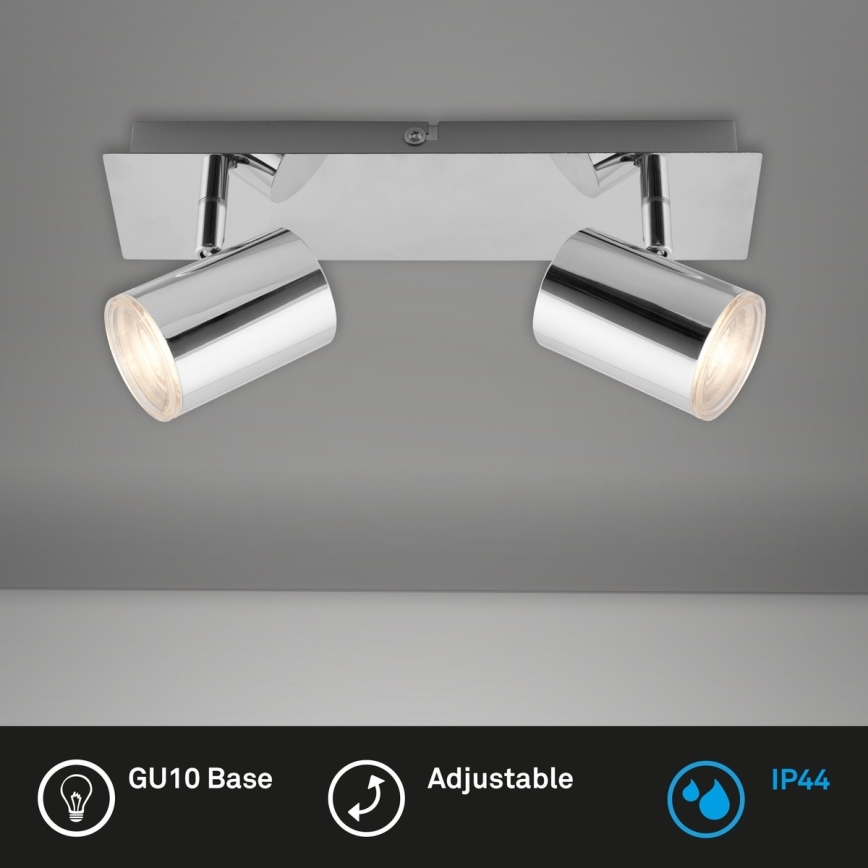 Briloner 2731-028 - Badrumsspot BANYO 2xGU10/5W/230V IP44 blank krom