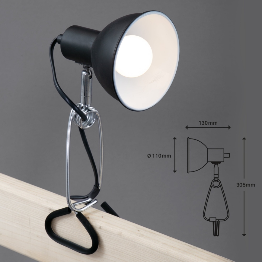 Briloner 2790-015 - Klämlampa FIX 1xE14/8W/230V svart/blank krom