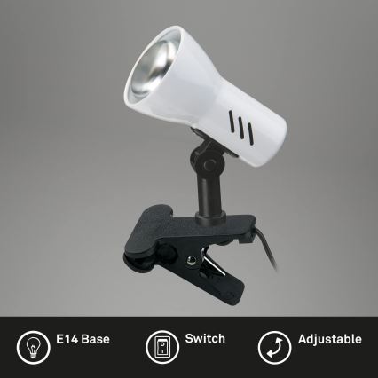 Briloner 2794/016P - Lampa med klämma 1xE14/40W/230V svart/vit