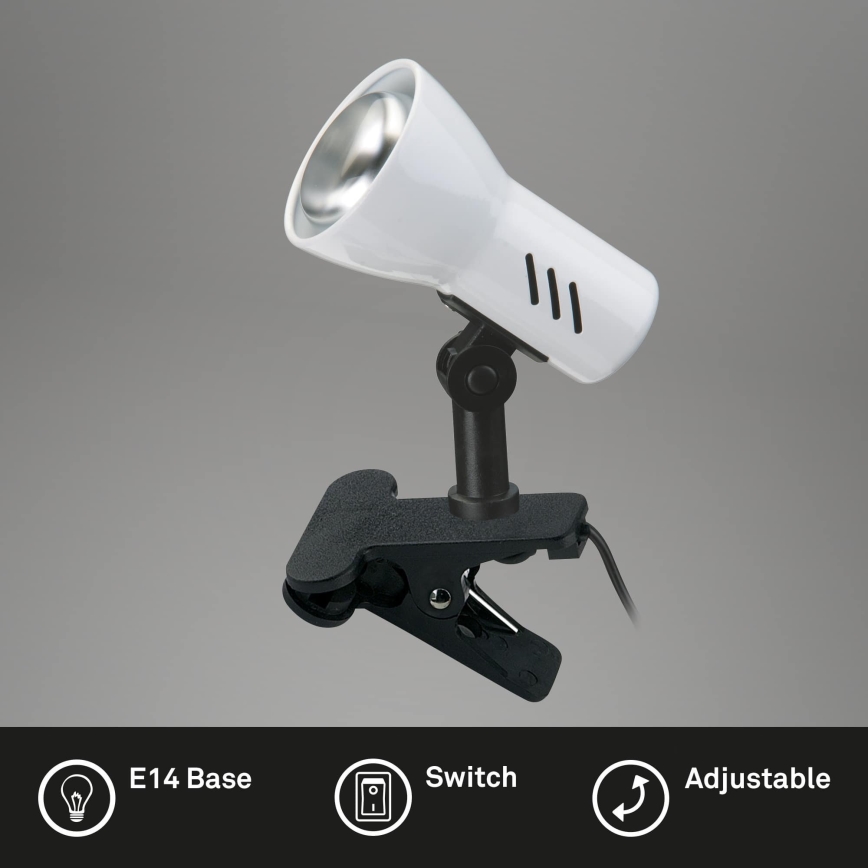 Briloner 2794/016P - Lampa med klämma 1xE14/40W/230V svart/vit