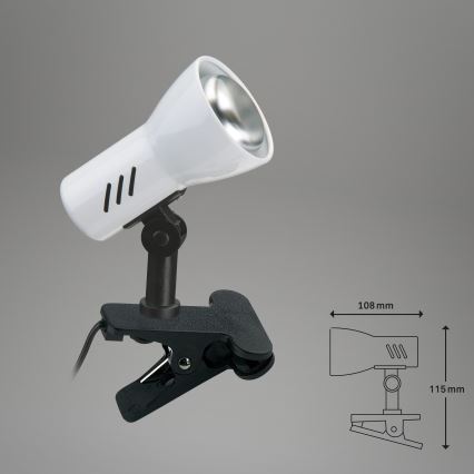Briloner 2794/016P - Lampa med klämma 1xE14/40W/230V svart/vit