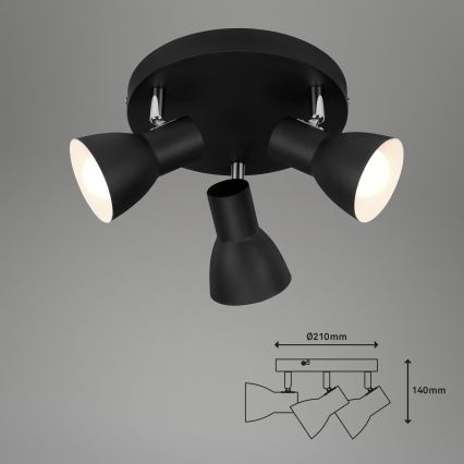 Briloner 2860-035 - Spotlampa CUP 3xE14/25W/230V svart