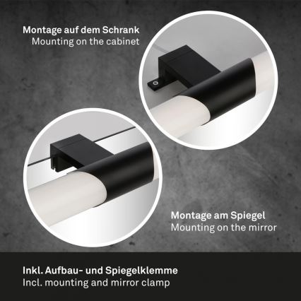 Briloner 3113-115 - Badrumsspegel med LED-belysning LED/12W/230V IP44 47 cm svart