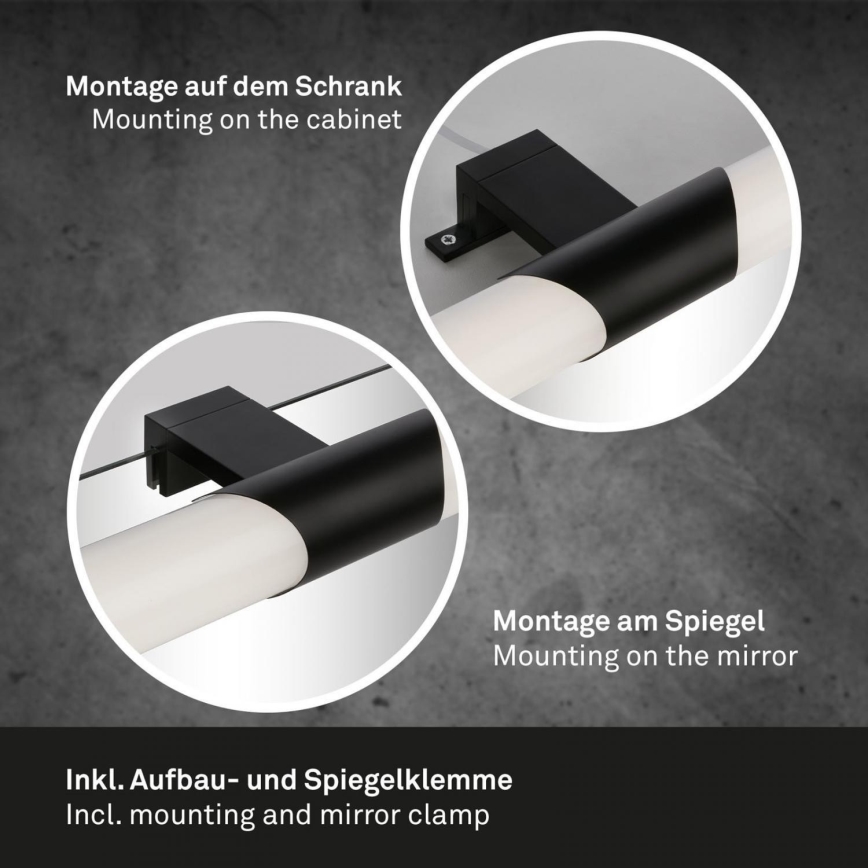 Briloner 3113-115 - Badrumsspegel med LED-belysning LED/12W/230V IP44 47 cm svart