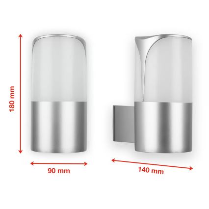 Briloner 320304TF - Utomhus väggarmatur 1xE27/12W/230V IP44 silverfärgad