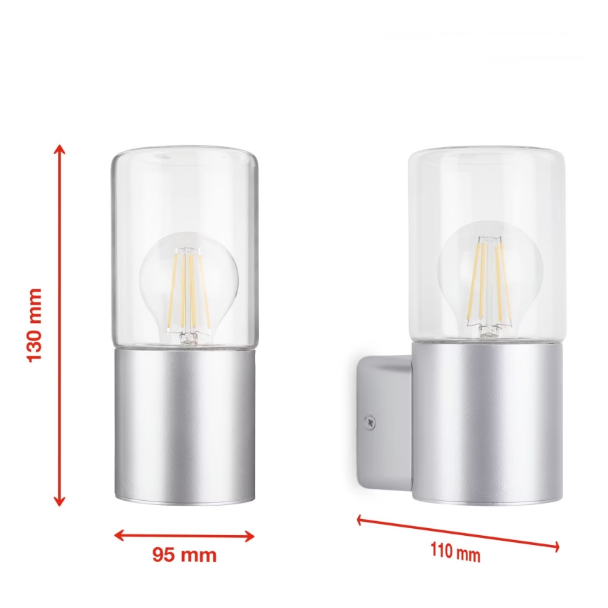 Briloner 320504TF - Vägglampa för utomhusbruk 1xE27/12W/230V IP44 silver