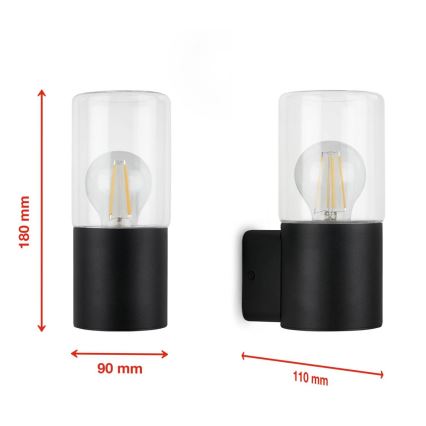 Briloner 320505TF - Vägglampa för utomhusbruk 1xE27/12W/230V IP44 svart