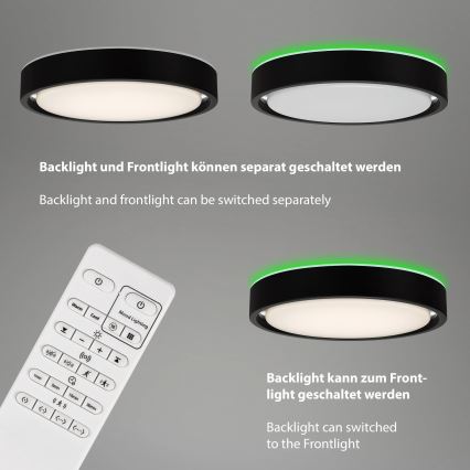 Briloner 3227-015 - LED RGB dimbar taklampa med sensor TALENA LED/24W/230V svart + fjärrkontroll