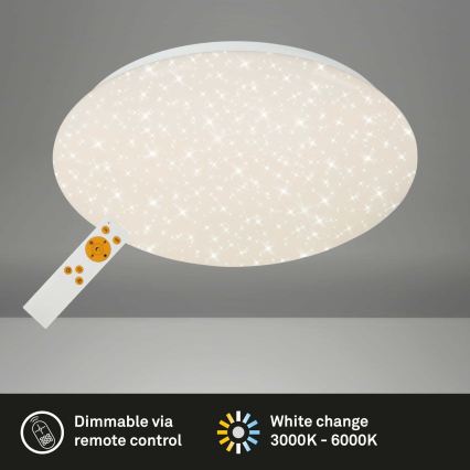 Briloner 3373-016 - STARRY dimbar LED-taklampa, 15 W/230 V, 3000-6500 K, Ø 28 cm, vit + fjärrkontroll