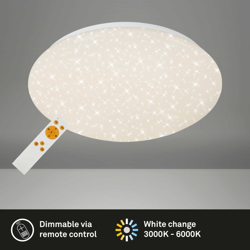 Briloner 3373-016 - STARRY dimbar LED-taklampa, 15 W/230 V, 3000-6500 K, Ø 28 cm, vit + fjärrkontroll