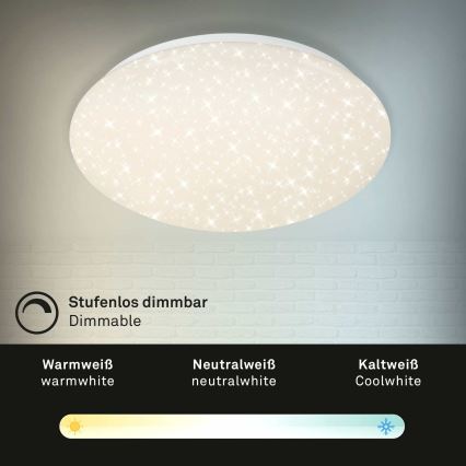 Briloner 3373-016 - STARRY dimbar LED-taklampa, 15 W/230 V, 3000-6500 K, Ø 28 cm, vit + fjärrkontroll