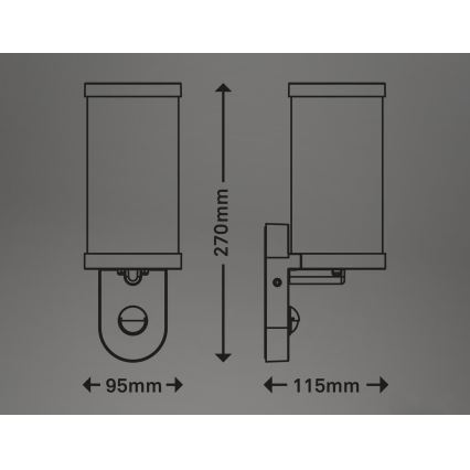 Briloner 3628-016 - Utomhus vägglampa med sensor KAIRO 1xE27/12W/230V IP44 vit