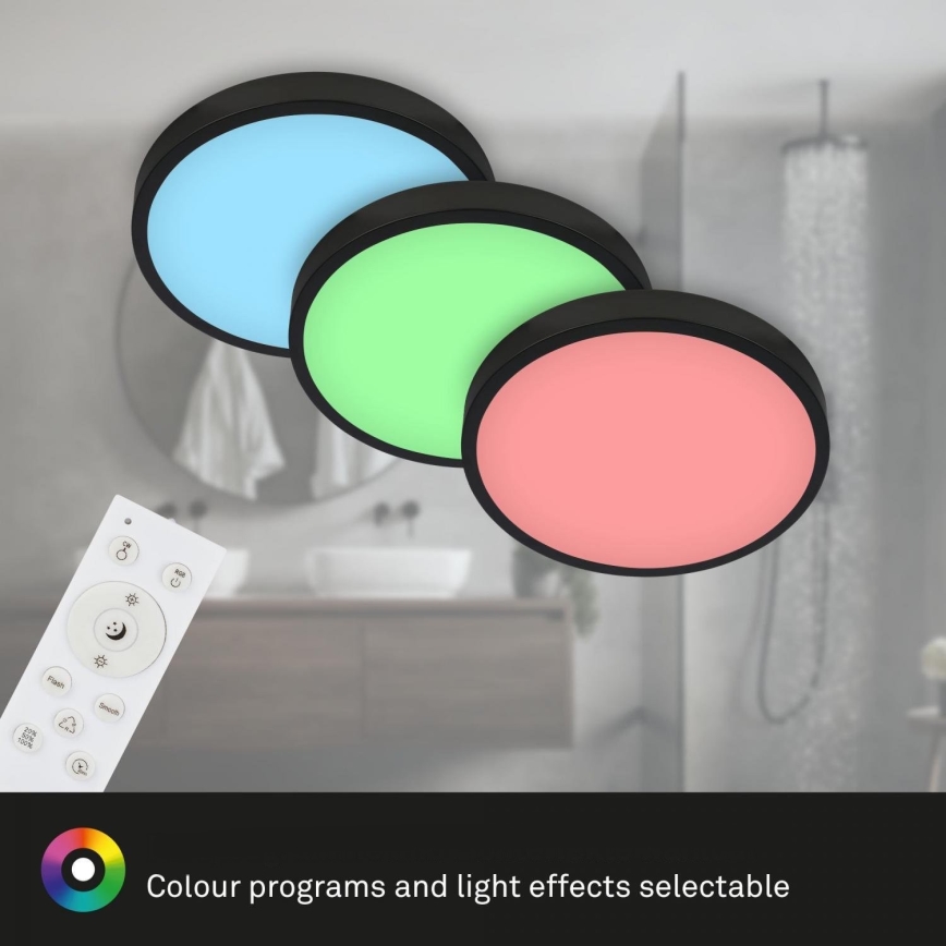 Briloner 3709-015 - LED RGBW Dimbar taklampa LED/22W/230V 4000K diameter 38 cm svart + fjärrkontroll