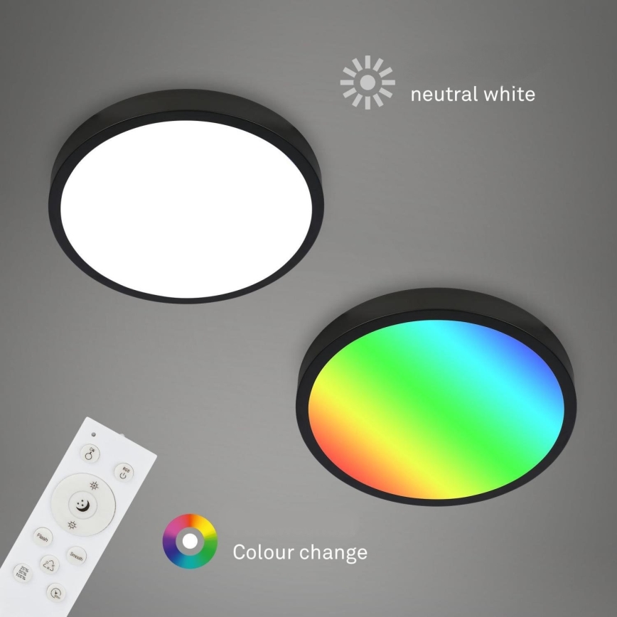 Briloner 3709-015 - LED RGBW Dimbar taklampa LED/22W/230V 4000K diameter 38 cm svart + fjärrkontroll